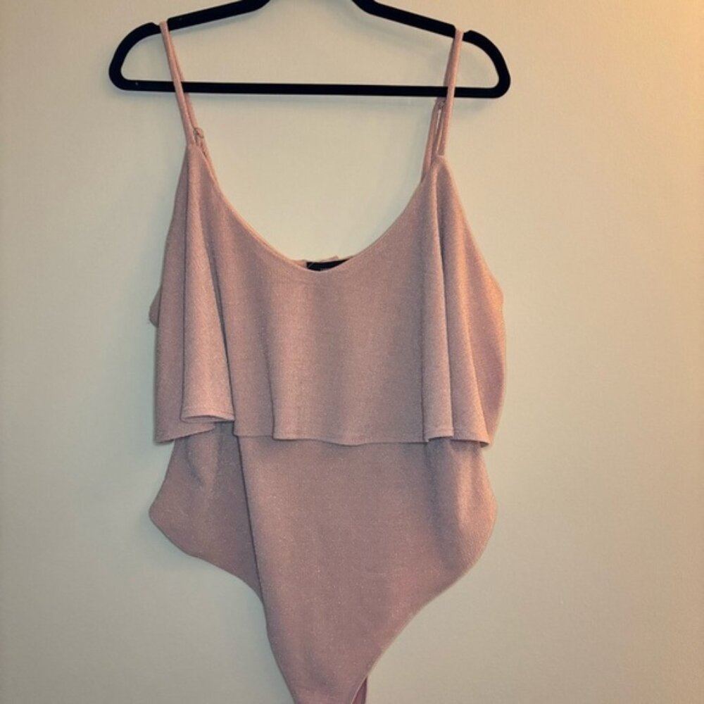 Forever 21 Pink Sparkle Tank Top Bodysuit with Peplum Size 2X